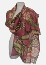 Leopard Luxe Ruby Pink Merino Wool Printed Scarf