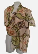 Leopard Luxe Peach Merino Wool Printed Scarf