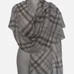 Powder Plaid Merino Wool Printed Scarf