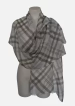 Powder Plaid Merino Wool Printed Scarf