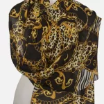 Gold Safari Merino Wool Printed Scarf