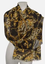 Gold Safari Merino Wool Printed Scarf