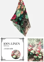 Hollyhock Bloom Linen Tea Towels HAB-608 - Image 4