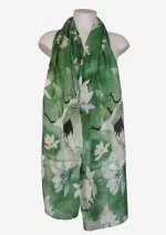 Crane Magnolia Green Silk Long Scarf FW-506 - Image 3