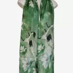Crane Magnolia Green Silk Long Scarf FW-506