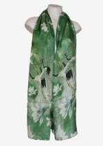 Crane Magnolia Green Silk Long Scarf FW-506