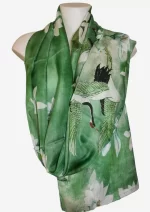 Crane Magnolia Green Silk Long Scarf FW-506 - Image 2