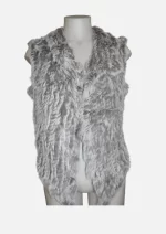 Rabbit Fur Rolled Collar Vest Natural Grey - Image 2