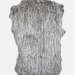 Rabbit Fur Rolled Collar Vest Natural Grey