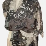 Ivory Drift Merino Wool Printed Scarf