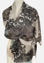 Ivory Drift Merino Wool Printed Scarf
