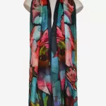 Coral Bloom Silk Long Scarf FW-920