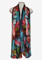 Coral Bloom Silk Long Scarf FW-920