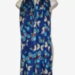 Navy Butterfly Silk Long Scarf FW-922