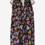 Navy Mosaic Silk Long Scarf FW-925
