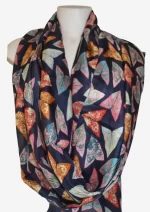 Navy Mosaic Silk Long Scarf FW-925 - Image 2