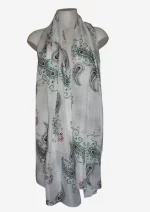 Mint Paisley Silk Long Scarf FW-929