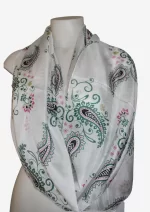 Mint Paisley Silk Long Scarf FW-929 - Image 2