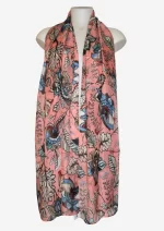 Coral Garden Silk Long Scarf FW-931