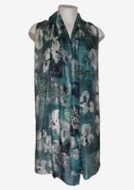 Blue Blossom Cascade Silk Long Scarf Kate-09
