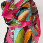 Magenta Bloom Merino Wool Printed Scarf