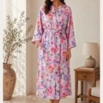 Pink Peony Garden Modal Robes (Free Size) HAB-04