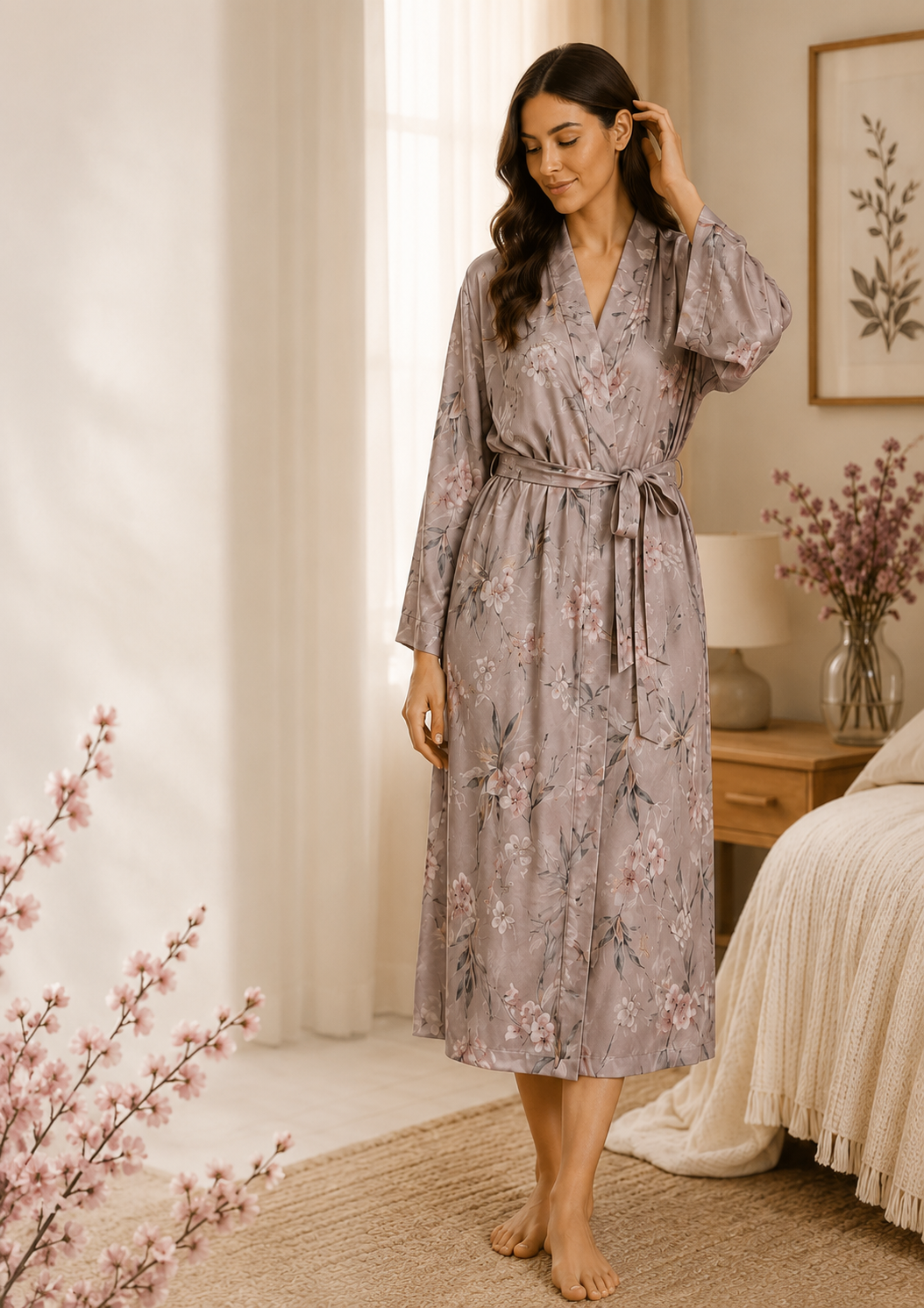 Modal-Hab-05 Mauve Whisper Modal Robes (Free Size) HAB-05 - Image 1