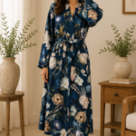 Navy Floral Modal Robes/ Kimonos (Free Size) HAB-017