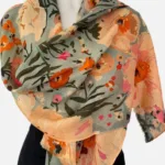 Peach Blossom Merino Wool Printed Scarf