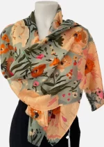 Peach Blossom Merino Wool Printed Scarf