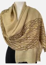 Sandstone Merino Wool Printed Scarf