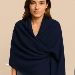 Navy Cashmere Wool Scarf