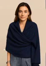 Navy Cashmere Wool Scarf