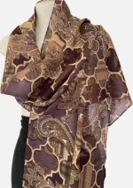 Dusky Plum Merino Wool Printed Scarf