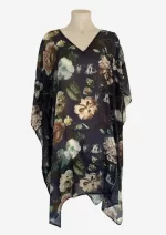 Midnight Bloom Navy Silk Kaftan FW-904 - Image 2