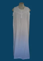 SN-130 White Cotton Embroidery Nightie - Image 2