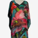 Coral Bloom Silk Kaftan FW-920