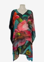 Coral Bloom Silk Kaftan FW-920