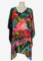 Coral Bloom Silk Kaftan FW-920 - Image 2