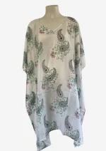 Mint Paisley Silk Kaftan FW-929 - Image 2