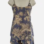 Twilight Bloom Grey Cotton Short PJ  & Cami Set DPR-12