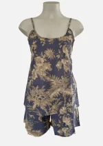 Twilight Bloom Grey Cotton Short PJ  & Cami Set DPR-12