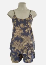 Twilight Bloom Grey Cotton Short PJ  & Cami Set DPR-12 - Image 2