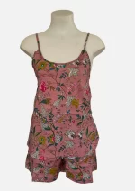 Pink Floral Cotton Short PJ  & Cami Set DPR-14
