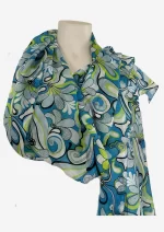Aqua Garden Silk Long Scarf FW-932 - Image 2