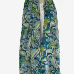 Aqua Garden Silk Long Scarf FW-932