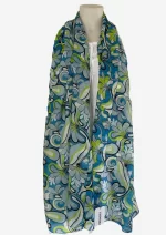Aqua Garden Silk Long Scarf FW-932