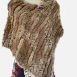 Rabbit Fur Ponchos (One Size) Natural Brown