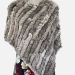 Rabbit Fur Ponchos (One Size) Natural Grey