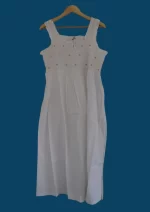 SN-277 White Cotton Embroidery Nightie (Pink Rose Bud) - Image 4